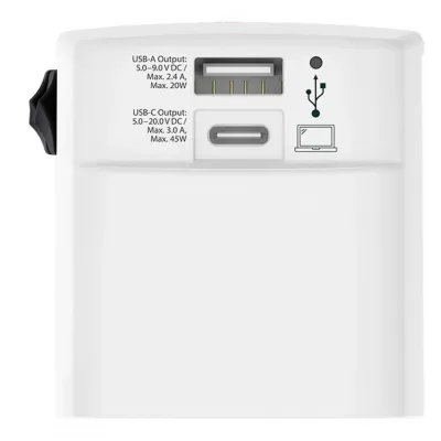 WORLD USB CHARGER AC 45PD, putni multiadapter 45 w, beli