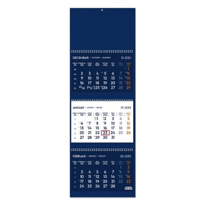POSLOVNI 73, zidni kalendar: 3 x 12 listova, tromesečni, trodelni, plavi