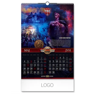 SRPSKI JUNACI, zidni kalendar, 7 listova, dvomesečni