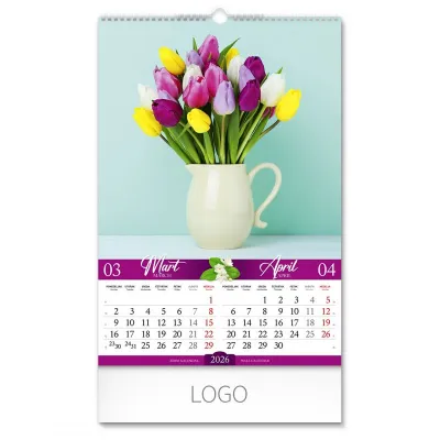 FLOWERS, zidni kalendar: 7 listova, dvomesečni