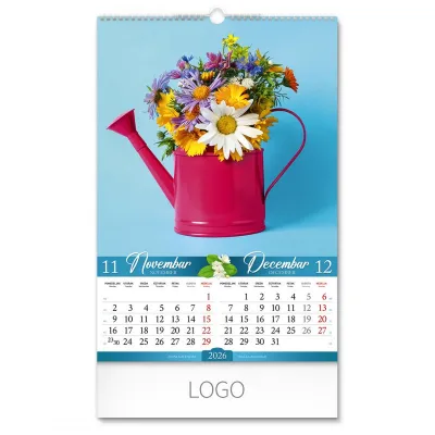 FLOWERS, zidni kalendar: 7 listova, dvomesečni