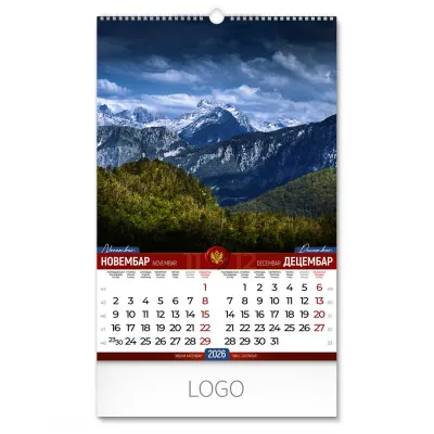 CRNA GORA, zidni kalendar: 7 listova, dvomesečni