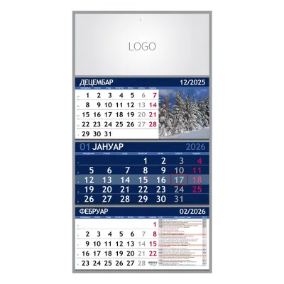 PRIRODA 07, zidni kalendar: 3 x 12 listova, tromesečni, trodelni