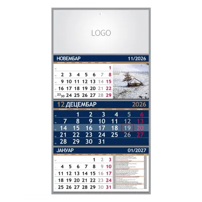 PRIRODA 07, zidni kalendar: 3 x 12 listova, tromesečni, trodelni