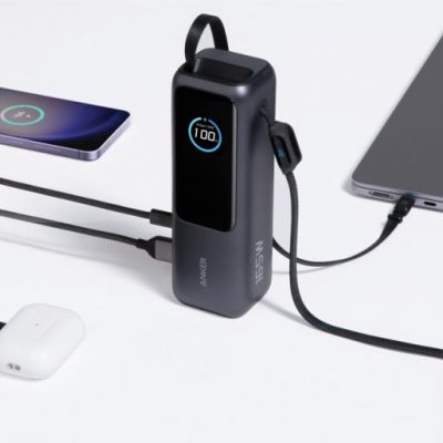 Anker Power Bank 25.000 mah 165W, Built-in retractable cable