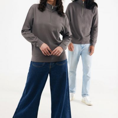 IQONIQ Elgon recycled cotton quarter zip sweater