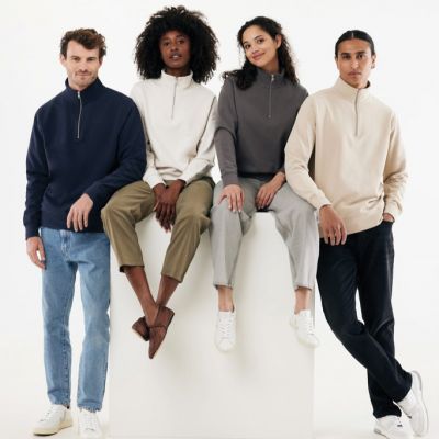 IQONIQ Elgon recycled cotton quarter zip sweater