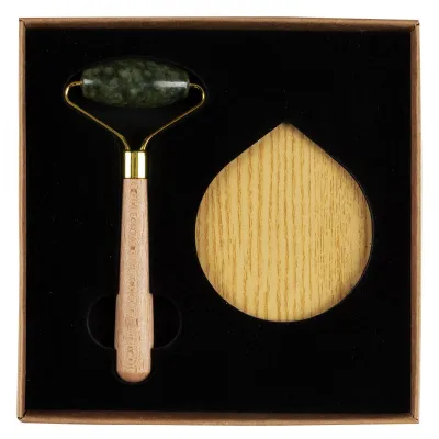 DERMA, ogledalce i roler za lice u setu, 2/1, bež