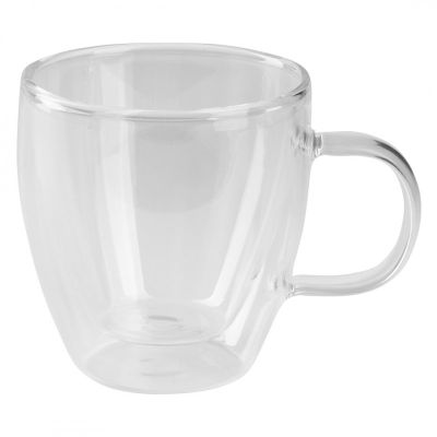 PIGNA MINI, set od dve staklene šolje sa tacnama za espresso sa dvostrukim zidom, 2 x 100 ml, transparentni