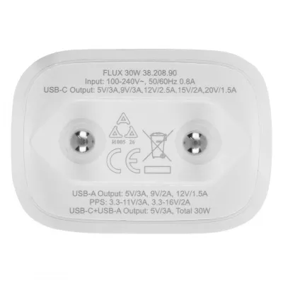FLUX 30W, zidni punjač 30w, beli