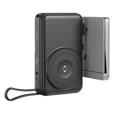 EDISON 10PD 35W, univerzalni putni punjač pomoćna baterija, 10.000 mah, 35w sa magnetom i kablom na izvlačenje, crna