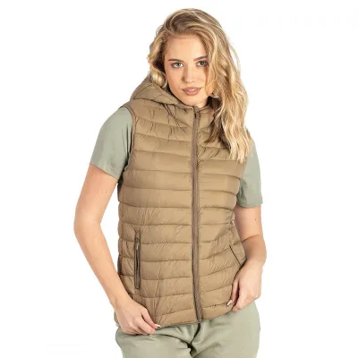 LIBERTY HOOD VEST WOMEN, ženski prsluk sa kapuljačom, svetlo braon