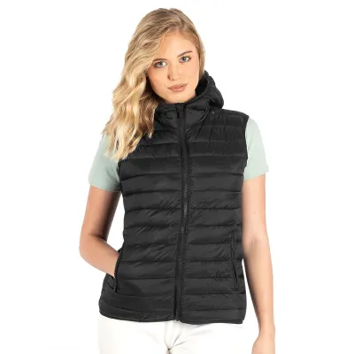 LIBERTY HOOD VEST WOMEN, ženski prsluk sa kapuljačom, crni