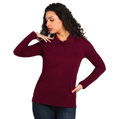 SUNNY LSL, ženska pamučna polo majica dugih rukava, 180 g/m2, bordo
