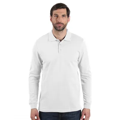 AZZURRO II LSL, pamučna polo majica dugih rukava, 180 g/m2, bela
