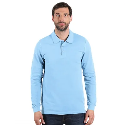 AZZURRO II LSL, pamučna polo majica dugih rukava, 180 g/m2, svetlo plava