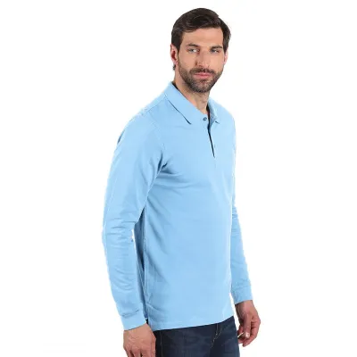 AZZURRO II LSL, pamučna polo majica dugih rukava, 180 g/m2, svetlo plava