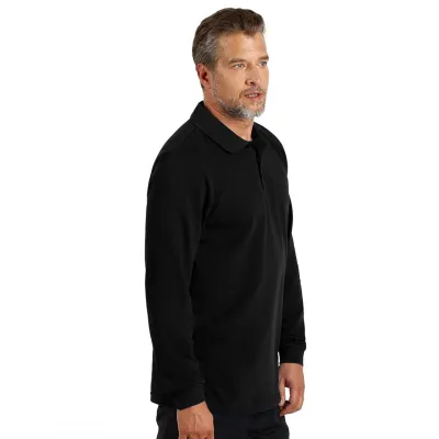 AZZURRO II LSL, pamučna polo majica dugih rukava, 180 g/m2, crna