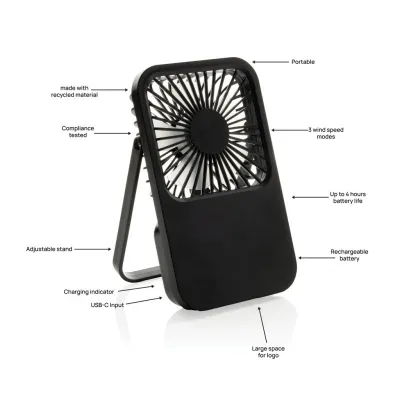 Aervina RCS recycled plastic re-chargeable desk fan