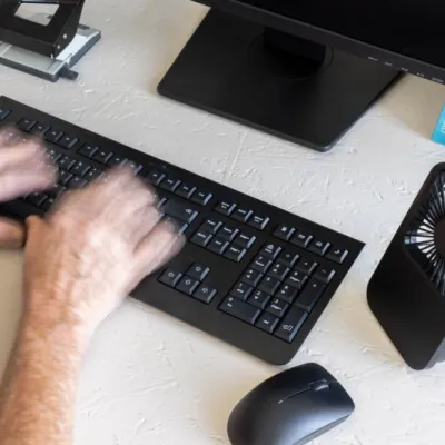 Aervina RCS recycled plastic re-chargeable desk fan