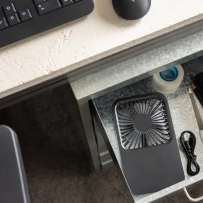 Aervina RCS recycled plastic re-chargeable desk fan