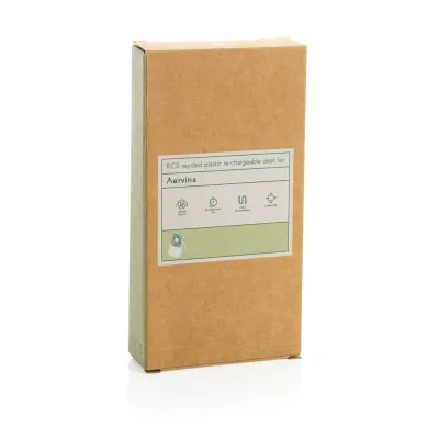 Aervina RCS recycled plastic re-chargeable desk fan