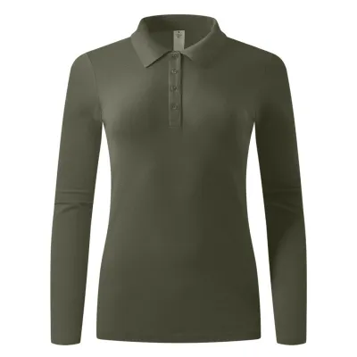 SUNNY LSL, ženska pamučna polo majica dugih rukava, 180 g/m2, maslinasta