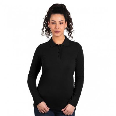 SUNNY LSL, ženska pamučna polo majica dugih rukava, 180 g/m2, crna