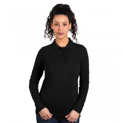 SUNNY LSL, ženska pamučna polo majica dugih rukava, 180 g/m2, crna