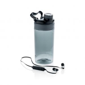 Leakproof bottle with wireless earbuds