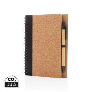 Cork spiral notebook with pen